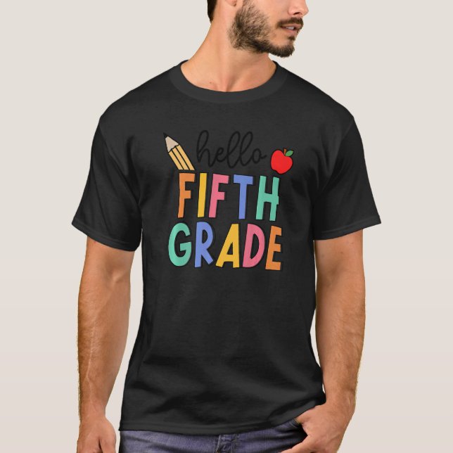 Retro Boho Hello Fifth Grade Fun 5th Grader Back T T-Shirt (Front)