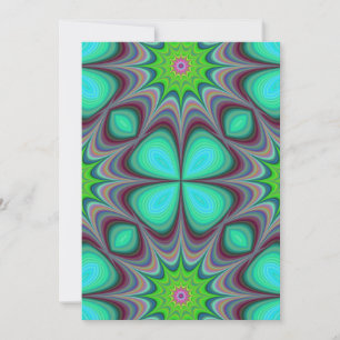 Retro Boho Hippie Green Clover Psychedelic Mandala Invitation