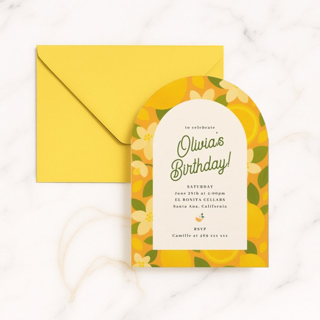 Retro Boho Lemon Flower Party Invite (Creator Uploaded)