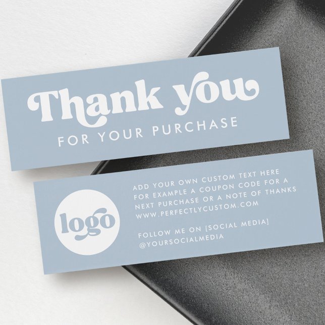 Retro boho logo dusty blue thank you insert card (Retro boho logo dusty blue thank you insert card)