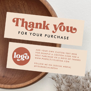 Retro boho logo terracotta thank you insert card
