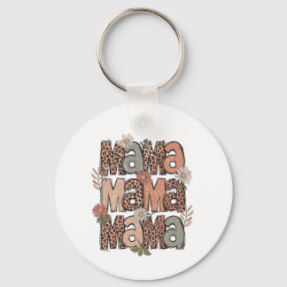 Retro Boho "Mama" Floral Keychain