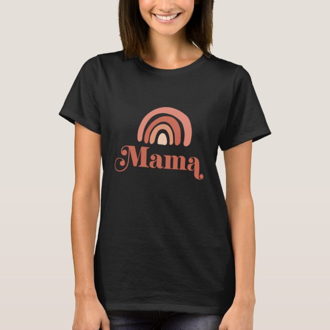 Retro Boho Mama Rainbow Mama And Mini Matching Mom T-Shirt (Front)