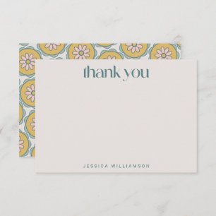 Retro Boho Mandala Floral Pastel Bridal Shower  Thank You Card