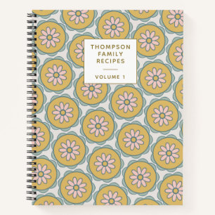 Retro Boho Mandala Floral Personalised Recipe Notebook