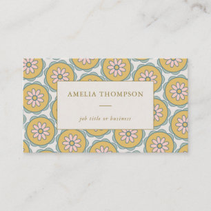 Retro Boho Mandala Flower Pattern Personalised Business Card