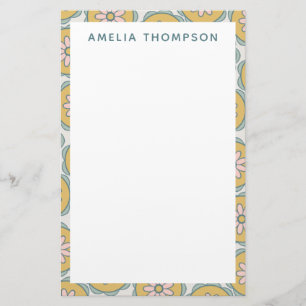 Retro Boho Mandala Flower Pattern Personalised Stationery
