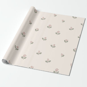 Retro Boho Minimalist Ditsy Floral Wrapping Paper