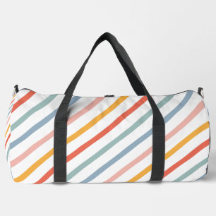 Retro Boho Multi Color Lines Duffle Bag
