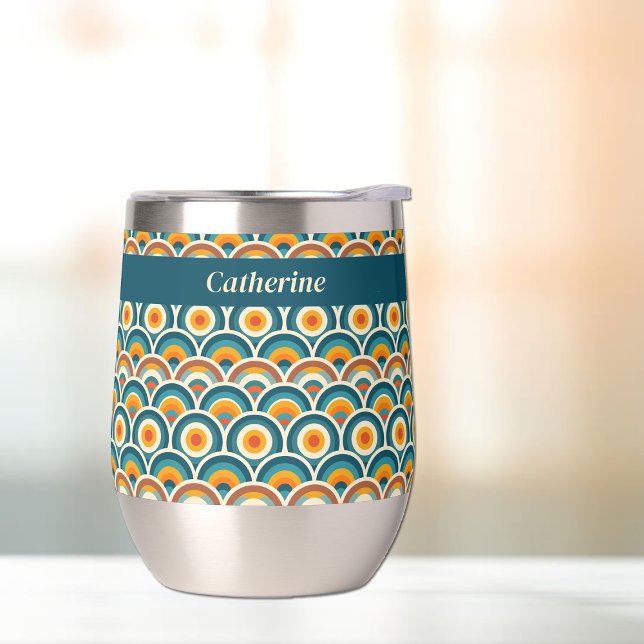 Retro Boho Orange Blue Sun Circle Pattern (Creator Uploaded)
