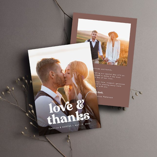 Retro Boho Photo Wedding Thank You Card (Creator Uploaded)