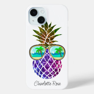 Retro boho pineapple with sunglasses iPhone 15 case