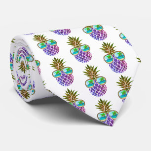 Retro boho pineapple with sunglasses tie