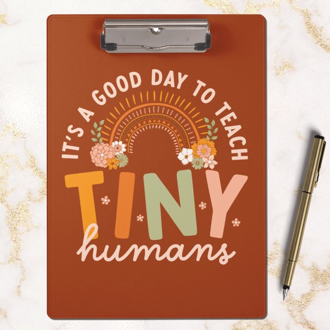 Retro Boho Preschool Teacher Quote Clipboard (In situ marble)