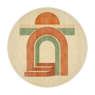 Retro Boho Rainbow Arch Minimalist Design Cutting Board