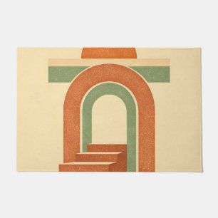 Retro Boho Rainbow Arch Minimalist Design Doormat