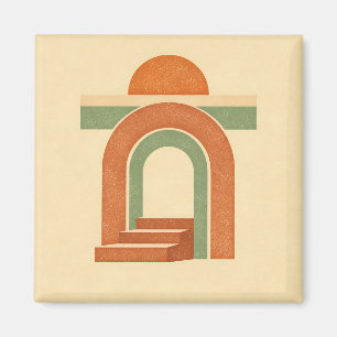 Retro Boho Rainbow Arch Minimalist Design Magnet