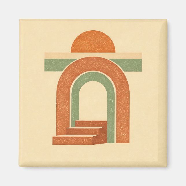 Retro Boho Rainbow Arch Minimalist Design Magnet (Front)