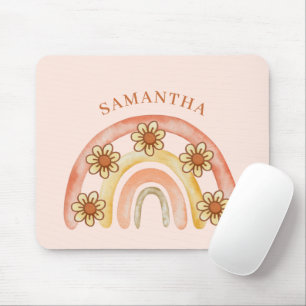 Retro Boho Rainbow Name Mousepad