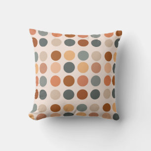 Retro Boho Rust and Neutral Polka Dots Cushion