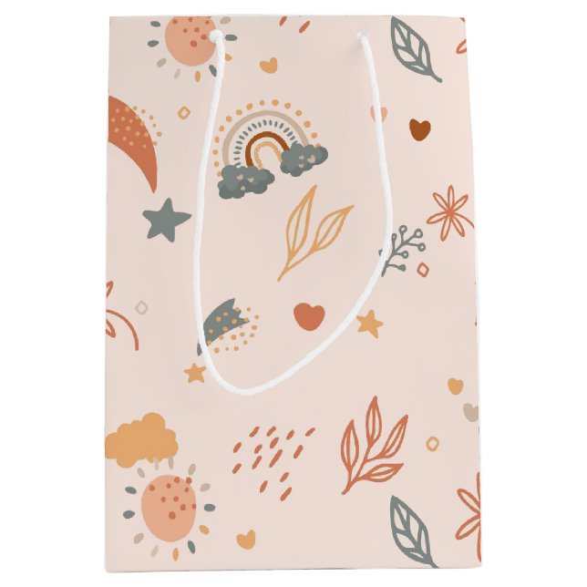 Retro Boho Rust Brown Medium Gift Bag (Front)