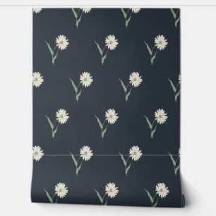 Retro Boho Scattered Wildflower Daisy Pattern Wallpaper