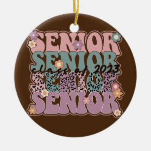 Retro Boho Senior 2023 Class Of 2023 Graduation Ceramic Ornament