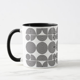 retro boho style modern black geometric pattern mug