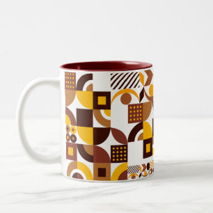 retro boho style modern modern geometric pattern Two-Tone coffee mug