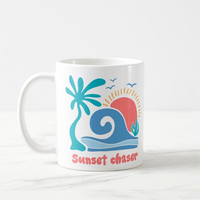 Retro Boho Summer Sunset Chaser Coffee Mug (Left)