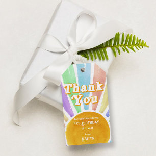 Retro Boho Sun 1st Birthday Thank You Favour Tags