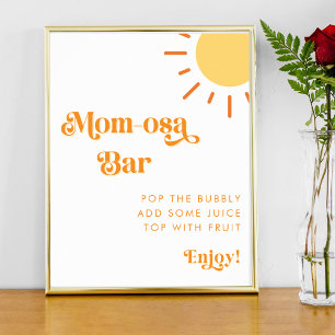 Retro Boho Sun Sunshine Mum-Osa Bar Baby Shower Poster
