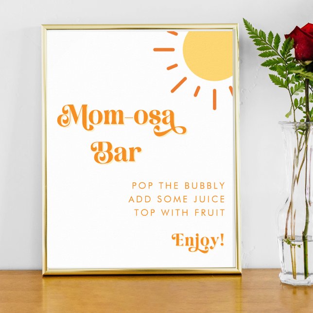 Retro Boho Sun Sunshine Mum-Osa Bar Baby Shower Poster (Creator Uploaded)