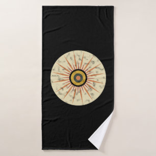 Retro Boho Sunburst Design Bath Towel Set