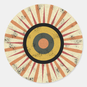 Retro Boho Sunburst Design Classic Round Sticker