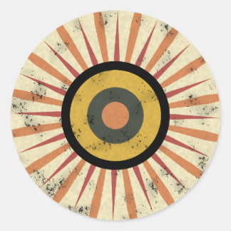 Retro Boho Sunburst Design Classic Round Sticker