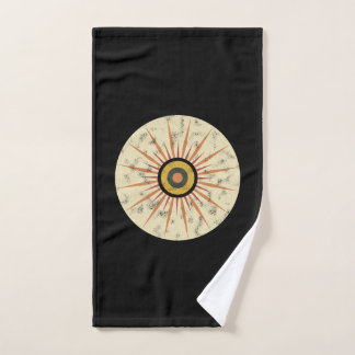 Retro Boho Sunburst Design Hand Towel