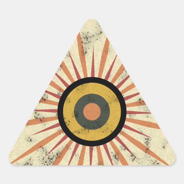 Retro Boho Sunburst Design Triangle Sticker (Front)