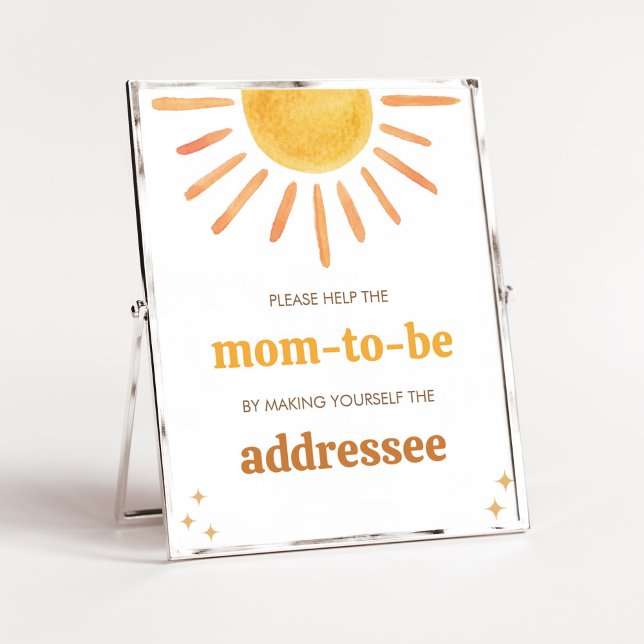 Retro Boho Sunshine Baby Shower Envelop Station Poster (Boy Boho Sunshine Baby Shower Envelope Station Sign)