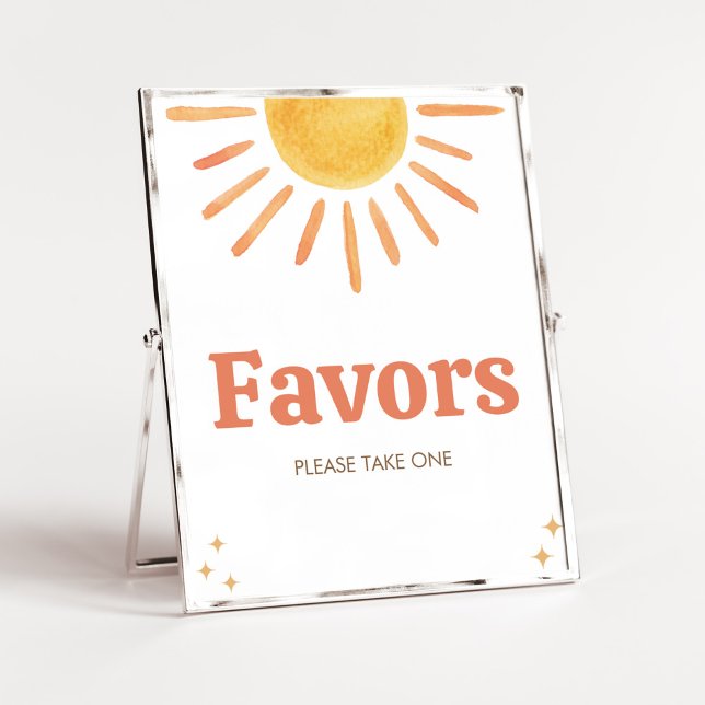 Retro Boho Sunshine Baby Shower  Favours Poster (Boy Boho Sunshine Baby Shower Favors Sign)
