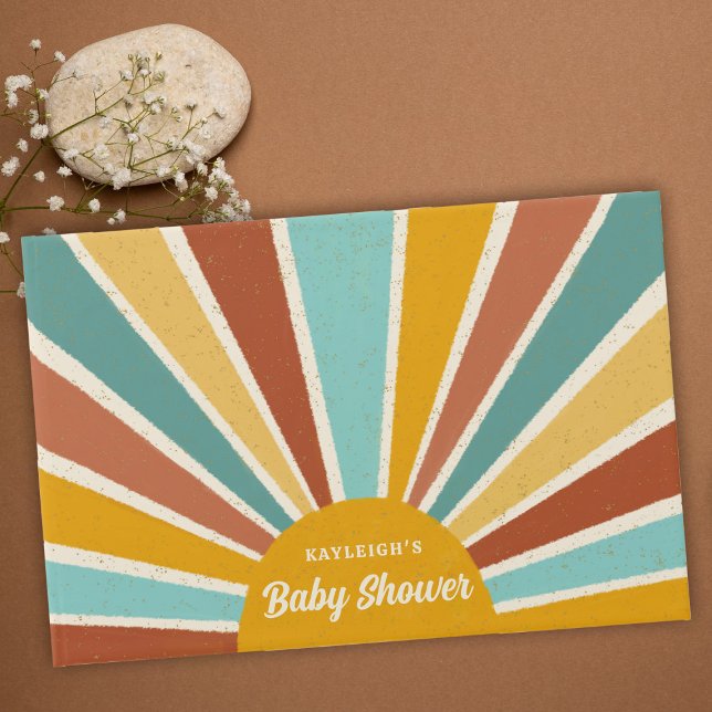 Retro Boho Sunshine Baby Shower Guest Book (Creator Uploaded)