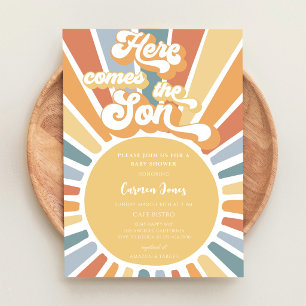 Retro Boho Sunshine Baby Shower Invitation