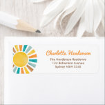 Retro Boho Sunshine Here Comes The Son Baby Shower Return Address Label<br><div class="desc">Boho sunshine return address labels. Matching items available in our store!</div>