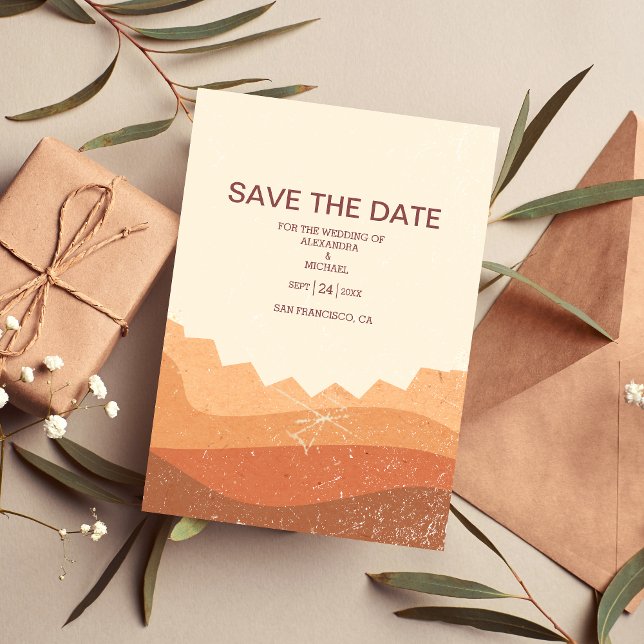 Retro Boho Terracotta Burnt Orange Wedding Save The Date (Creator Uploaded)