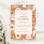 Retro Boho Terracotta Floral Cute Bat Mitzvah  Invitation<br><div class="desc">Retro Boho Terracotta Floral Cute Bat Mitzvah Invitation</div>