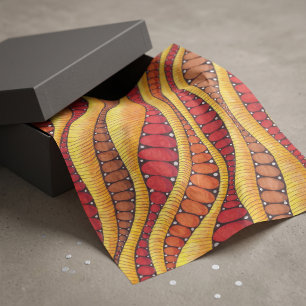 Retro Boho Terracotta Organic Abstract Waves Tissue Paper