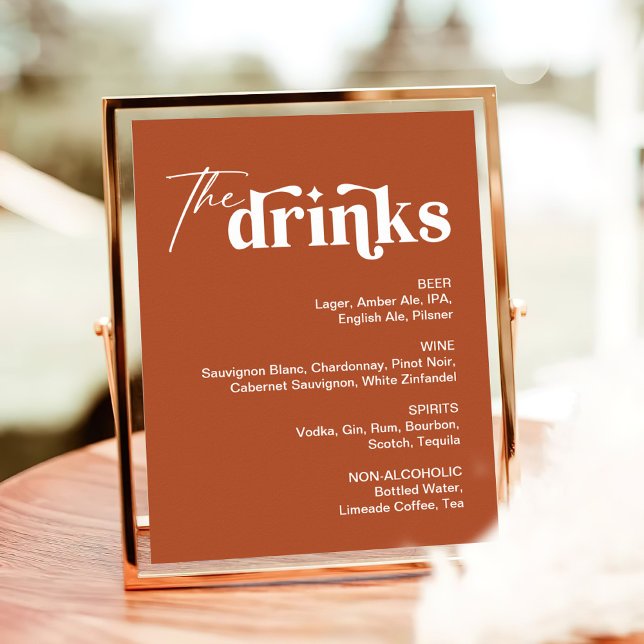 Retro Boho Terracotta Wedding Bar Sign (Creator Uploaded)