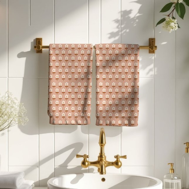 Retro Boho Towel Brown Green Floral Delight (Retro Boho Towel Brown Green Floral Delight)