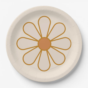 Retro Boho Vintage Daisy Paper Plate