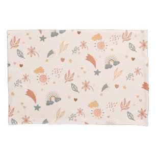 Retro Boho Watercolor Rainbow Neutral Pillowcase